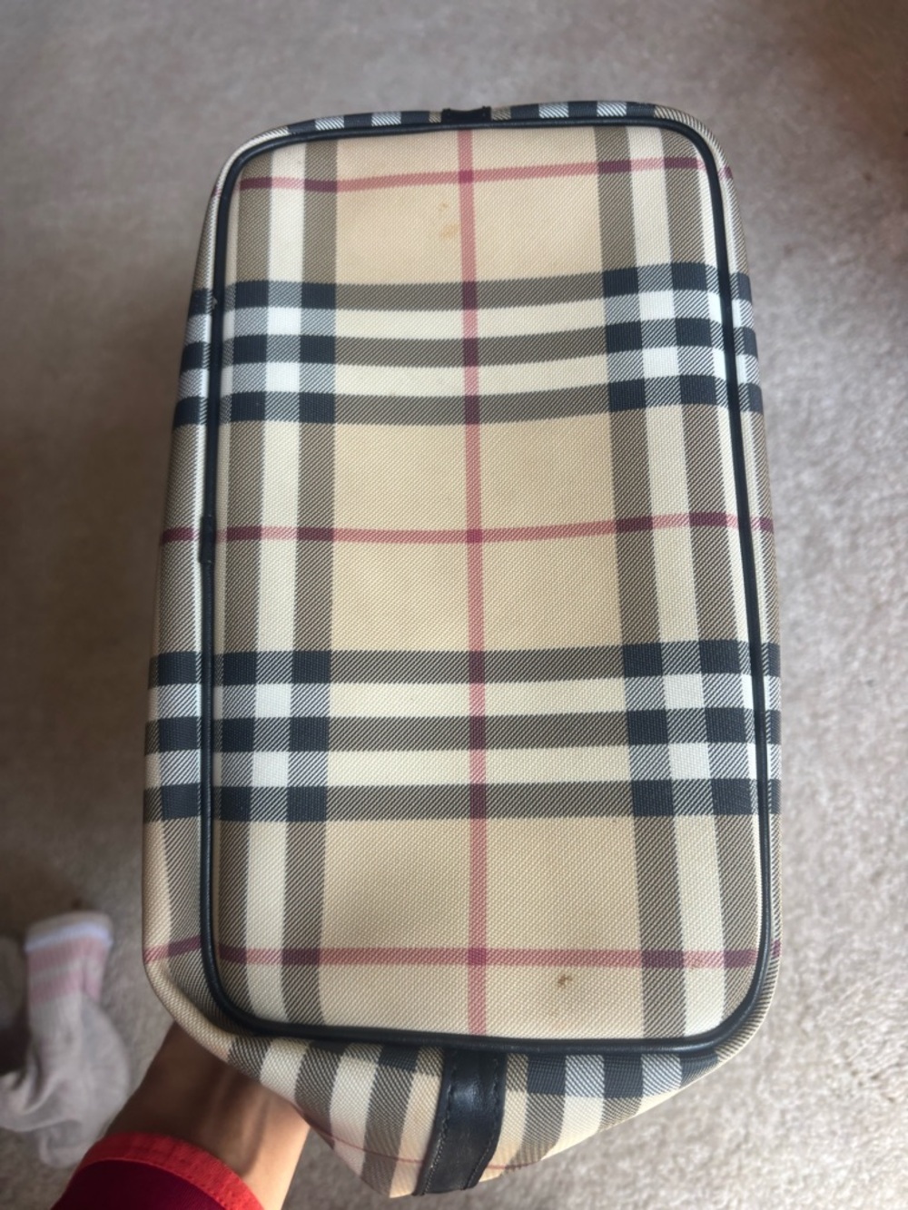 Burberry Beige Plaid Satchel with Black Leather Trim - Picture 4 of 8